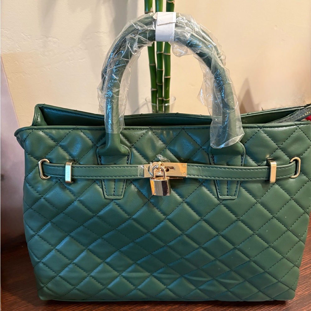 Badgley Mischka Emerald Quilted Satchel
